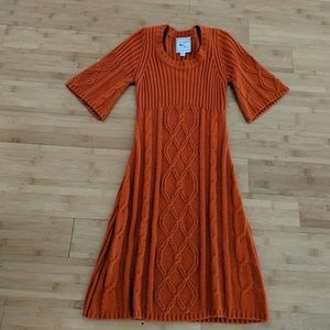 Pink Rose Orange Sweater Dress